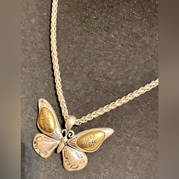 Butterfly Necklace Keep Our Faith Long Life Two Tone 18” Chain Silver Gift Hope - Picture 5 of 10